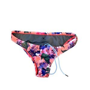 Jolyn Women's Orange Floral Print French Cut Bikini Bottom Size Large